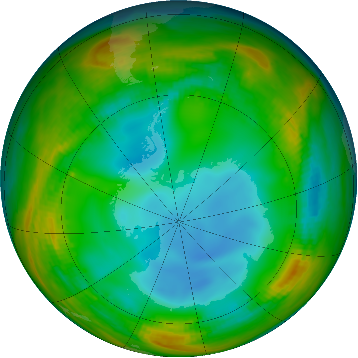 Antarctic ozone map for 11 July 1984